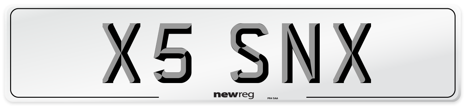 X5 SNX Number Plate from New Reg